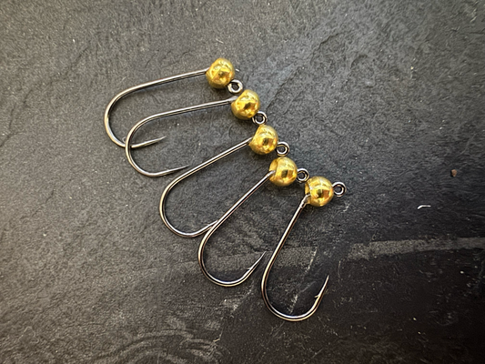 4er-Jig-Haken mit Tungsten - Gold