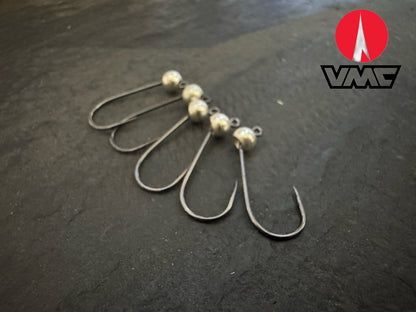 6er-Jig-Haken mit Tungsten - Silber