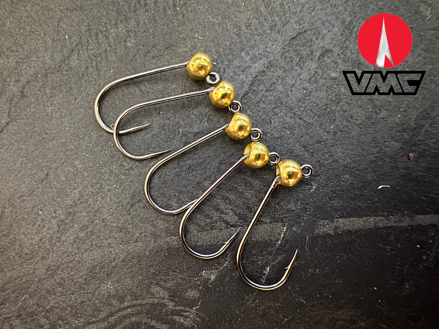 6er-Jig-Haken mit Tungsten - Gold