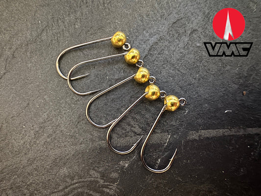 6er-Jig-Haken mit Tungsten - Gold
