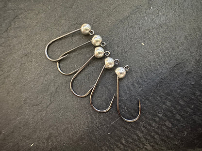 6er-Jig-Haken mit Tungsten - Silber