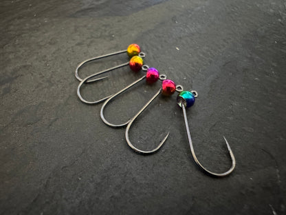 6er-Jig-Haken mit Tungsten - Rainbow